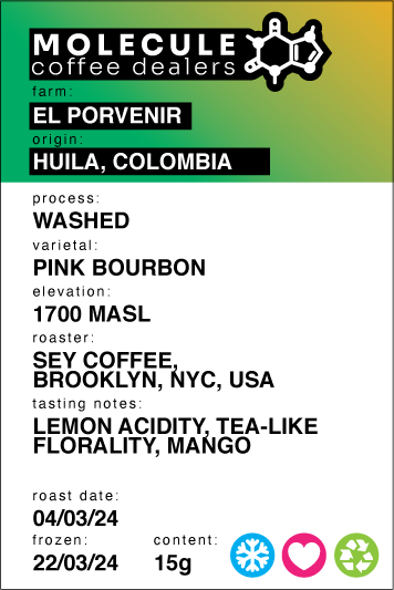 El Porvenir - Santa Bárbara, Huila, Colombia  - Washed  / SEY Coffee