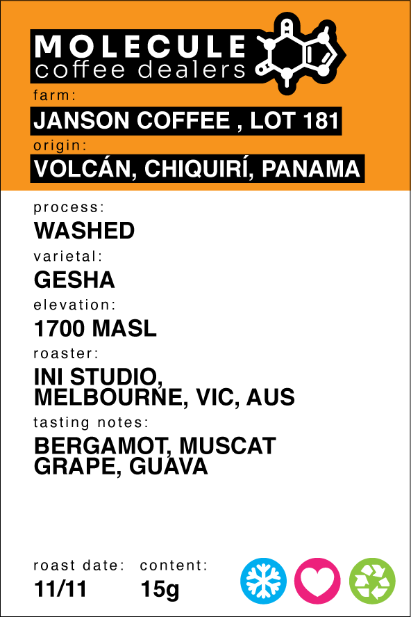 Janson Coffee Farms, Lot 181 - Volcán, Chiquirí, Panama - Washed / INI Studio // 15g