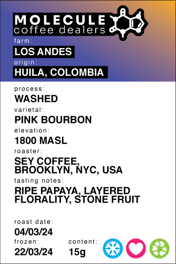 Los Andes - La Palma, Huila, Colombia  - Washed  / SEY Coffee // 15g