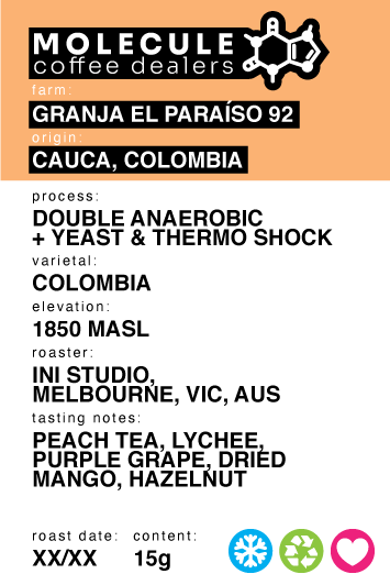 Granja El Paraiso 92, Colombia - Double Anaerobic with Yeast & Thermo Shock / INI Studio // 15g